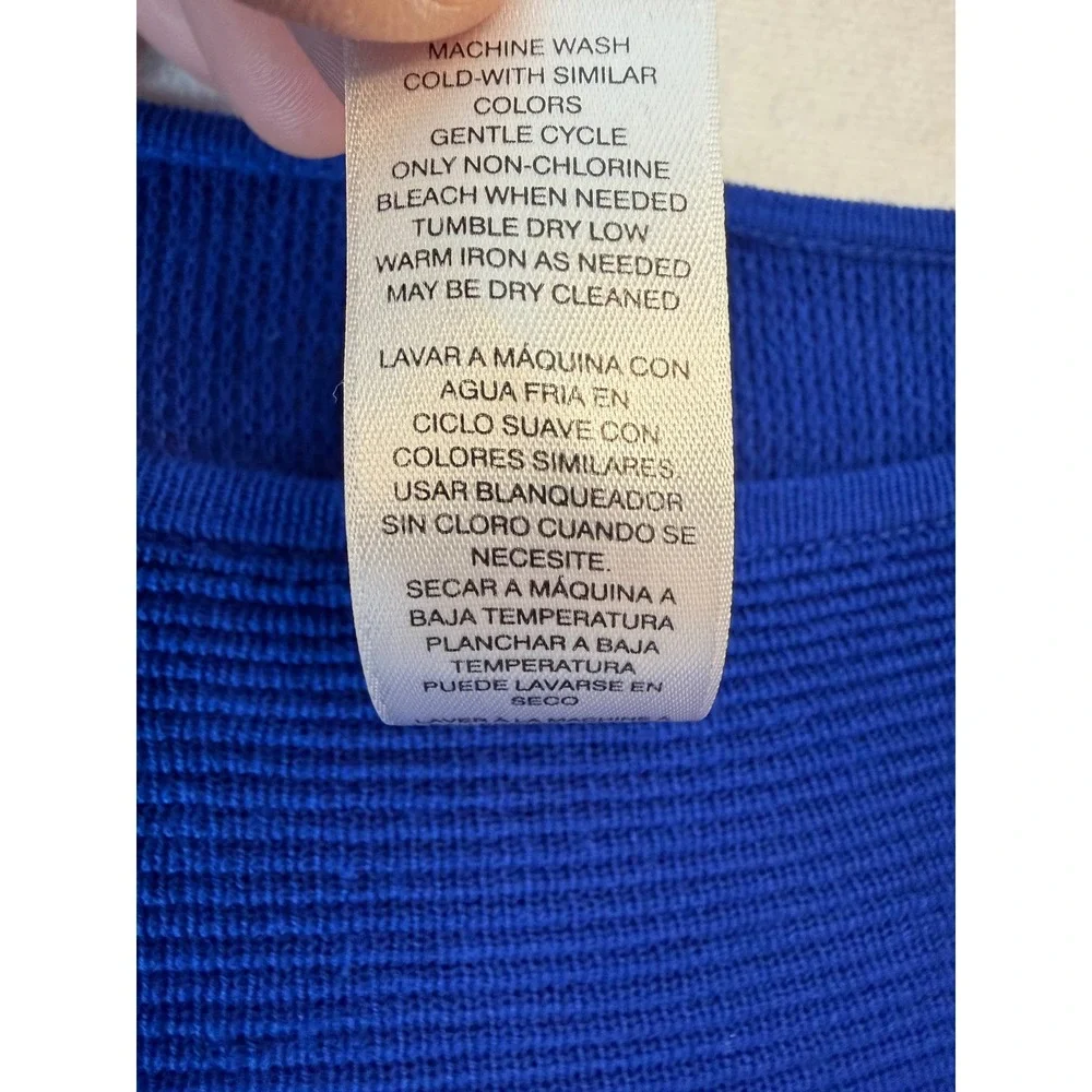Chicos Blue Ribbed Knit Boatneck Sweater Side Button Detail Size 0 Small